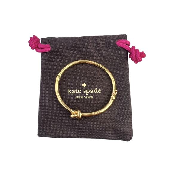 Kate Spade Gold Tone Hinged Bangle Bracelet Sailor's Knot with Pouch - Picture 1 of 13
